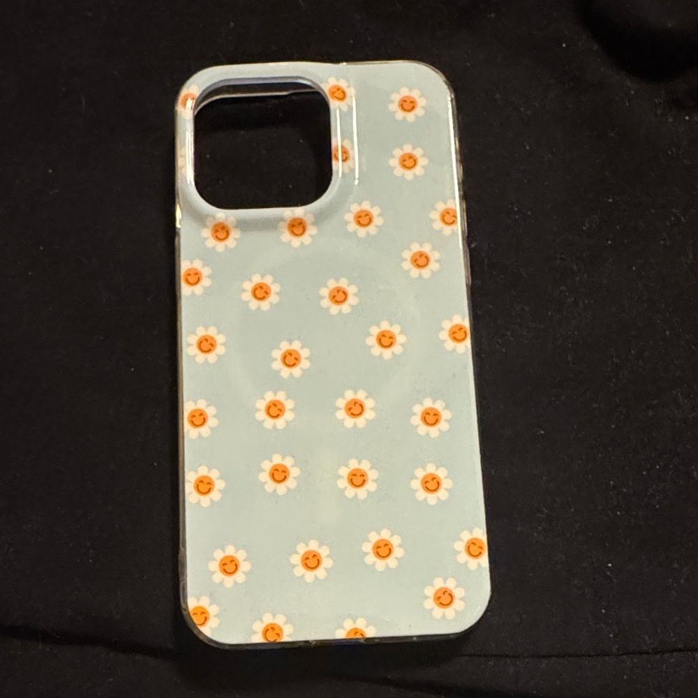 Floral Phone Case - Blue with Orange Flowers